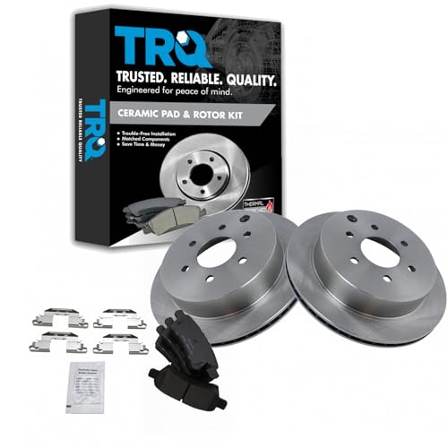 Image of TRQ Rear Brake Pad and Rotor Set Ceramic Vented Rotors | For 2006-2007 Nissan Xterra