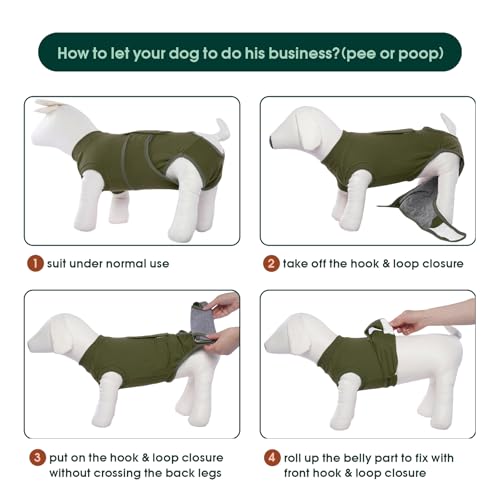 Kuoser Hundebody Nach Op Hündin Hundebody Nach Kastration Rüde Body für Hunde Nach Op, Atmungsaktiv Body Hunde Nach Op Rüde Op Body Hund Kastration Hündin, E-Halsband Alternative für Hund, Grün L