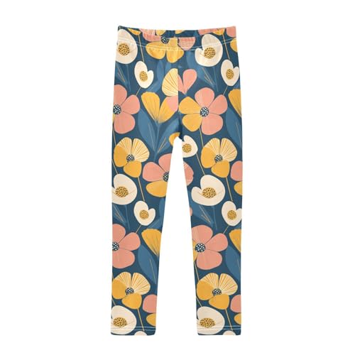KLL Floral Pattern Cute Simple Flowers Toddler Baby Girl Cotton Leggings Comfortable High Waisted Leg Yoga Pants Sports