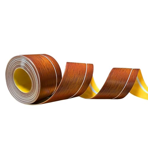 YushengTai Rodapie PVC,Color Madera 12 M PVC Rodapies Autoadhesivo 50 x 20 mm, Rodapie Apto Para Cocina y Baño