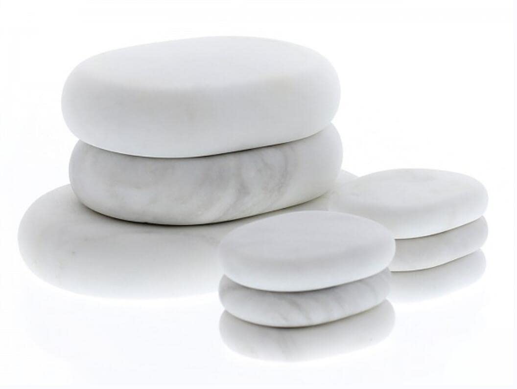 Master Massage Juego de 9 piedras frías, masaje blanco, mármol