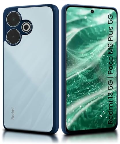 Image of WOW IMAGINE Shockproof Hybrid Back Cover for Mi Redmi 13 5G | Poco M6 Plus 5G | Hard Slim fit Back Case | PC & TPU | Clear Transparent Case - Blue