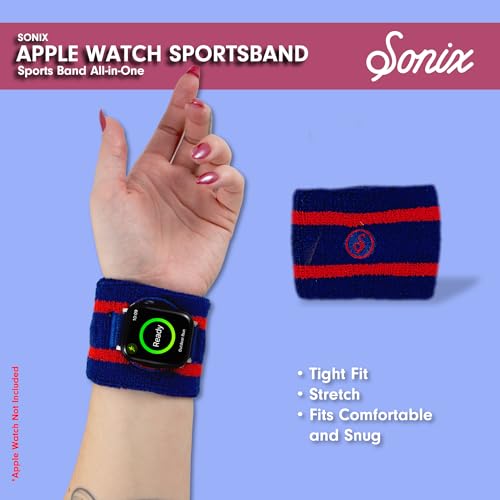 Sonix | Sport Watch Band for Apple Watch | Sweatband Style Watch Band for Sports, Workouts, Activities | Red/Blue Stripe Sonix | Sport Watch Band for Apple Watch | Sweatband Style Watch Band for Sports, Workouts, Activities | Red/Blue Stripe - Image 4