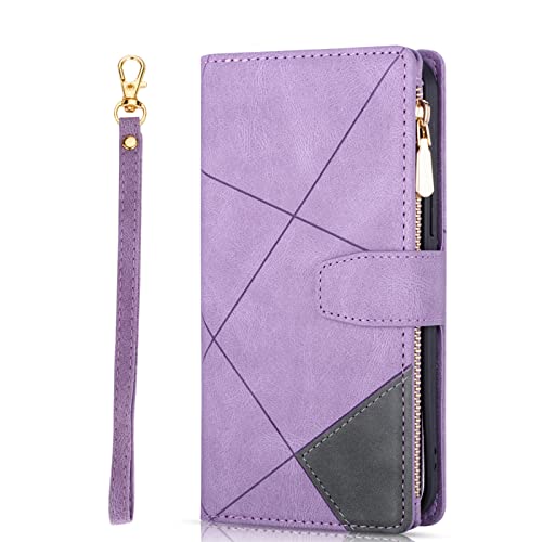 ZCDAYE Coque pour Google Pixel 6a, Coque De Téléphone Portefeuille Google Pixel 6a (6.1 inch), Coque de téléphone en Cuir à Rabat avec Texture d'indentation pour Google Pixel 6a (6.1 inch) - Violet Cover