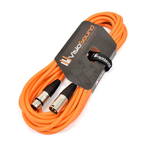 VisioSound Male to Female XLR Mic Lead/Balanced Microphone/Mic Patch Cable / 7 Colours (6m, Orange)