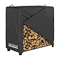 ULTCOVER Waterproof Firewood Racks Cover 4 Feet Heavy Duty Outdoor Logs Holder Stand Cover, Black