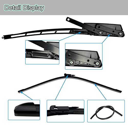 Front Right Passenger Side Windshield Wiper Arm 4L1955408B1P9; & 2 Wipers Blade Set Pinch Tab 26"/26" & Rear Wiper Arm Blade, Replacement For Audi Q7 2006-2016 Add All Three To Cart Excellent Value. #TOP3