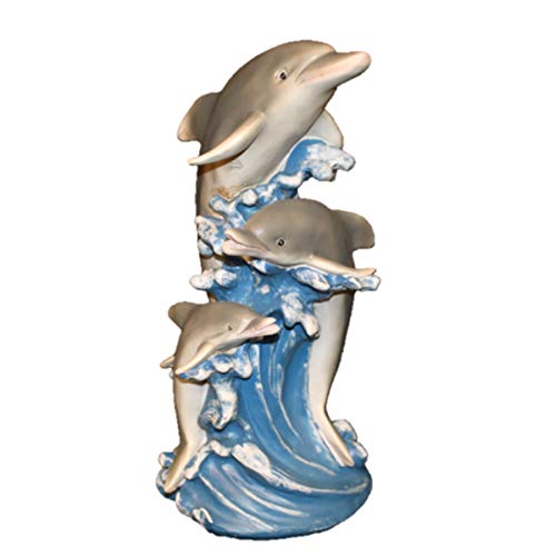 Life's A Beach 13 In. Dolphins Jumping Ocean Waves Nautical Coastal Garden & Pool Statue In Natural Painted Finish #TOP25