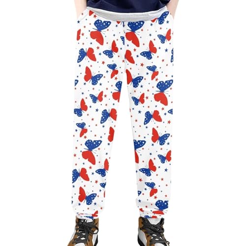AmzPrint Butterfly Sweatpants for Boys Black Long Casual Fall Trendy Travel Running Athletic Sweatpants with Pockets
