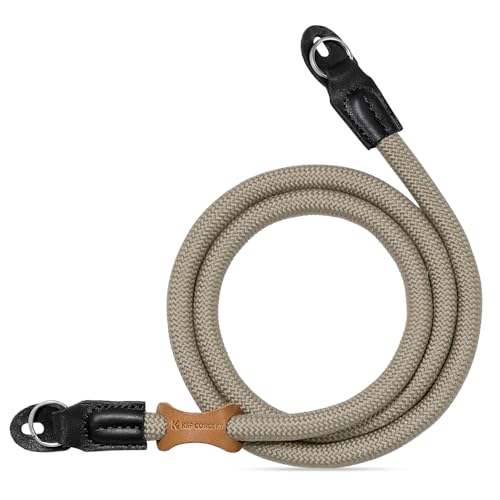 [K&F CONCEPT] カメラネックストラップ カメラストラップ レザーアクセサリー 軽量 速写ストラップ クライミングロープ製ショルダーストラップ おしゃれ一眼レフ/ミラーレス/デジカメ/デジタルカメラ用（カーキ）