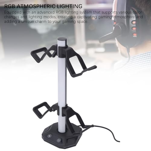 Mtlavishness RRGB Headset Controller Stand USB Hub Headphones Multifunctional Headset Stand Plug Play Headphone Stand with RGB Lighting For PC Accessories - imagen 6