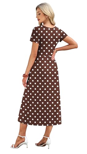 Image of OFEEFAN Summer Dresses for Women Flowy Casual A-Line Midi Dress Beach Vacation Sundresses with Pockets S-2XL