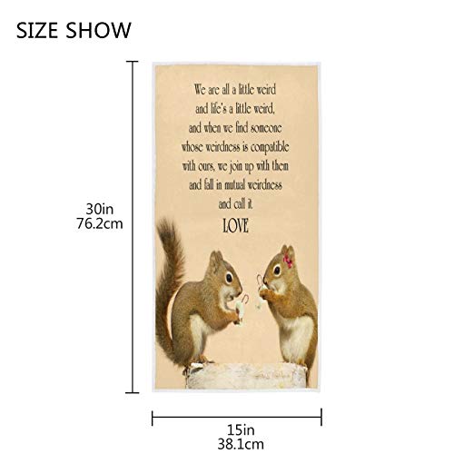 Love Quote Hand Towels Wedding Squirrels Valentines Kitchen Dish Towels Soft Quality Premium Washcloths Bathroom Decor for Guest Hotel Spa Gym Sport 30 x 15 inches