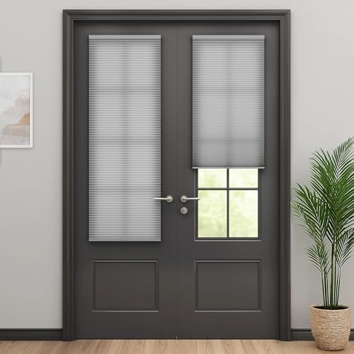 LazBlinds Cordless Cellular Shades for French Doors, No Drill French Door Blinds for Privacy, Light Filtering Honeycomb Shades for Front Door Patio Sliding Glass Door, 1 Pack, 26