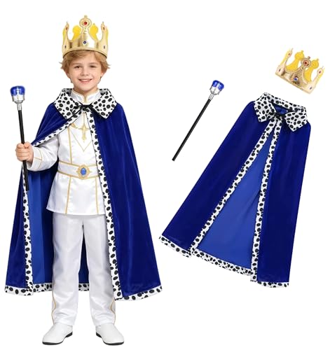 Dagmar children's costume, World Book Day King and Prince role-playing set, crown, scepter, cloak, birthday gift