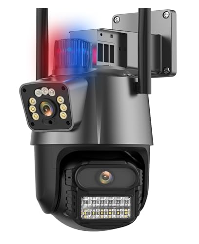 Telecamera Wifi Esterno, Telecamera PTZ 8MP 4K Dual Lens 4MP HD Telecamera IP esterna Doppio schermo Telecamera di sicurezza P2P AI Rilevamento umano CCTV Sorveglianza P2P ,Sicurezza, Antifurto(8MP Ad