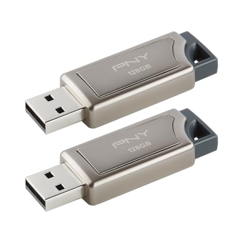 PNY PRO Elite Lot de 2 clés USB 3.1 128 Go – Design métallique haut de gamme, jusqu'à 400 Mo/s en lecture et 180 Mo/s en écriture – Compatible avec PC...