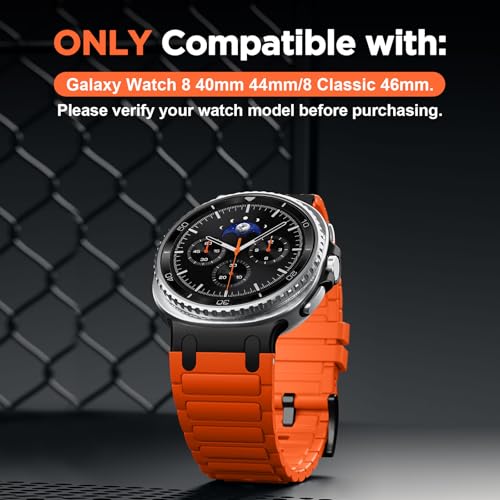 Image of Compatible with Samsung Galaxy Watch 8 Classic 46mm Strap /Galaxy Watch 8 44mm 40mm Rugged Bands Silicone for Galaxy Watch 8 /8 Classic Rubber Sport Straps (NO WATCH)