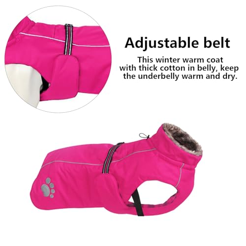 MOREZI Hundejacke Mantel, Winddicht wasserdicht, mit reflektierenden Streifen und einstellbarem Kordelzug, Wolleinlage, warm und bequem-Pink-XS