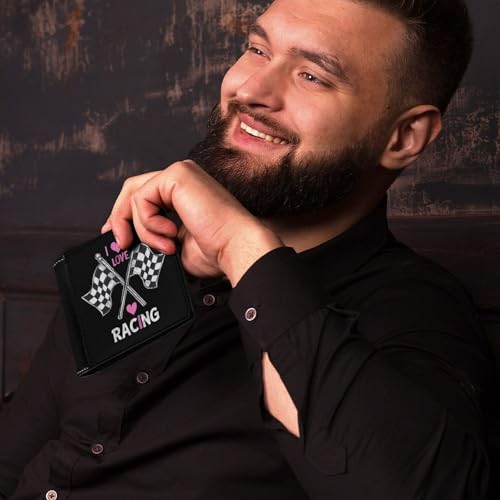 I Love Racing Rally Flags Bi-fold Wallet for Men Women Print PU Leather Slim Cash Card Holder4