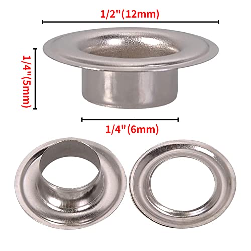 Pikwo 1/4” Size #0 Grommets & Washers Kit Leather Bags Signs Poster Eyelet 2000 Pack Silver #TOP1