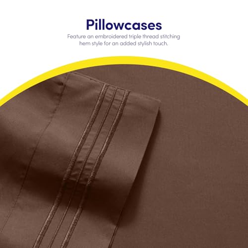 Image of 1500 Supreme Collection Twin Sheet Sets Brown - 3 Piece Bed Sheets and Pillowcase Set for Twin Mattress - Extra Soft, Elastic Corner Straps, Deep Pocket Sheets, Twin Brown
