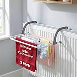 Rainberg 5 Bar Radiator Clothes Airer Rack, Foldable Clothes Airer with Adjustable Arms, Laundry Dryers Clothes, Hanging Drying Rack Airer (Pack of 2)