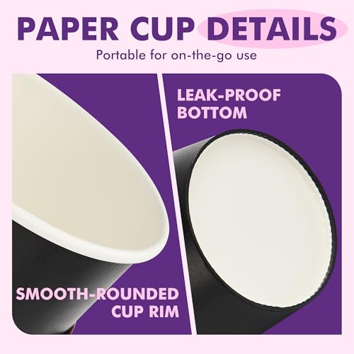 Save 13% on 50-Pack Black Disposable Coffee Cups with Lids - Image 4