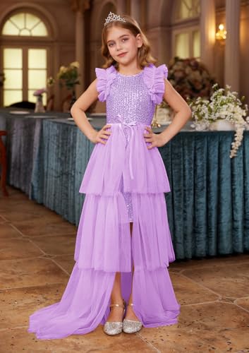 Image of GRACE KARIN Girls Dresses Sequin Party Formal Pageant Dress Tween Girl Birthday Tulle Prom Princess Maxi Dress Size 5-14