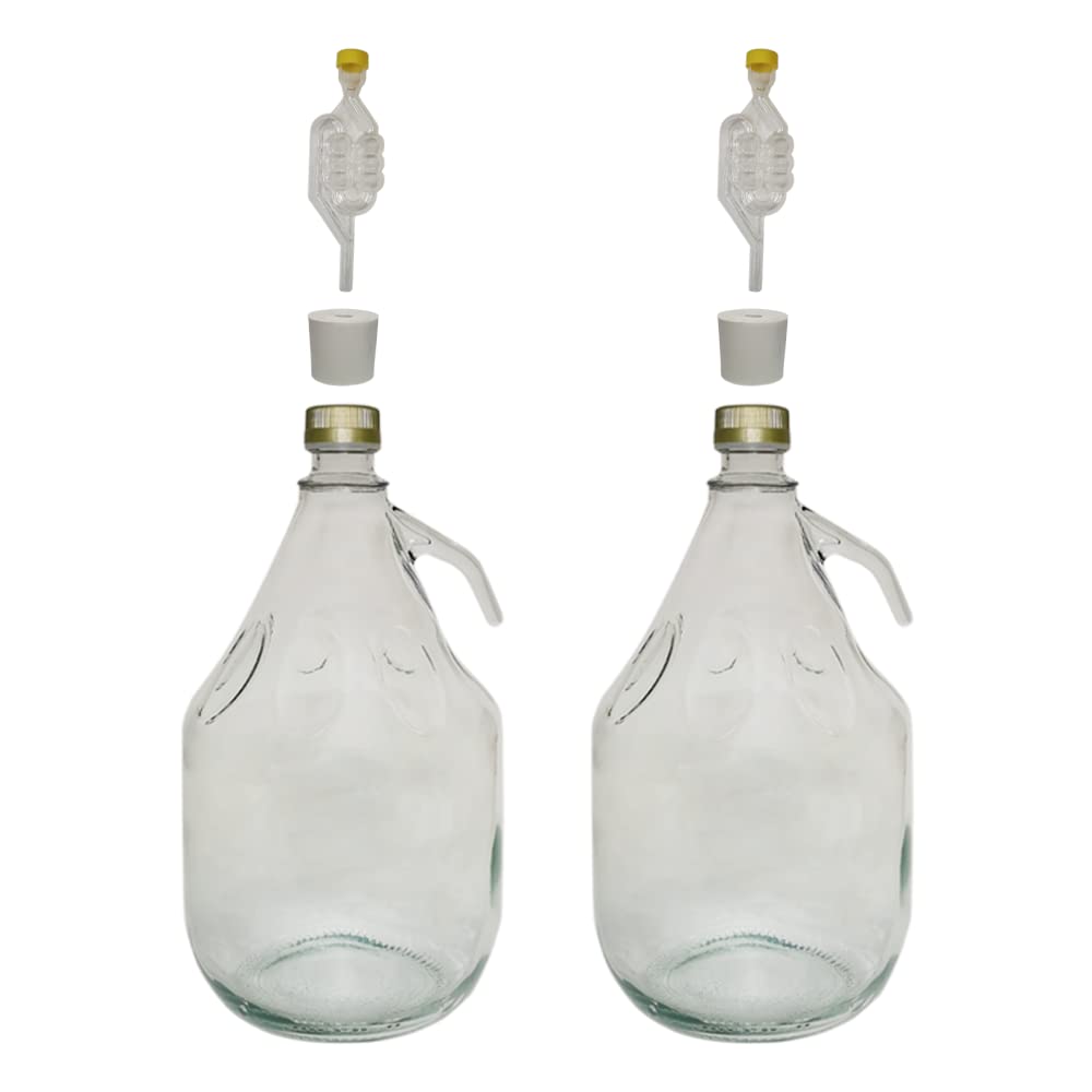 Sponsored Ad – 3L (3000ml) Demijohn with Screw Cap - Airlock, Bung Fermentation Bottle Cider Carboy 1 Gallon, Wine Making, Storage - DIAH (2 x 3L Carboy with Screw Cap + Airlock & Bung)