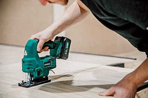 VONROC Akku-Stichsäge VPower 20V, Komplettset mit 1x 4.0Ah Akku, Schnellladegerät, Sägeblättern, Parallelführung und… – Bild 3
