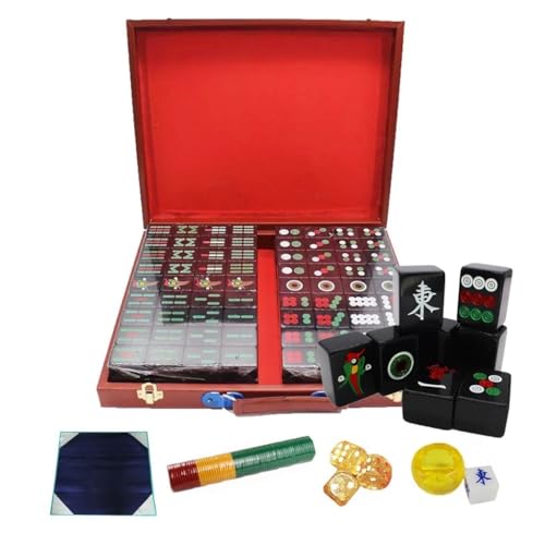 Set Acrílico de Mahjong Negro con Caja de Madera miniatura 1