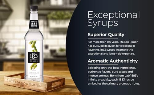 Image of 1883 Pure Cane Sugar Syrup for Drinks, Made in France, 1 Liter Plastic Bottle