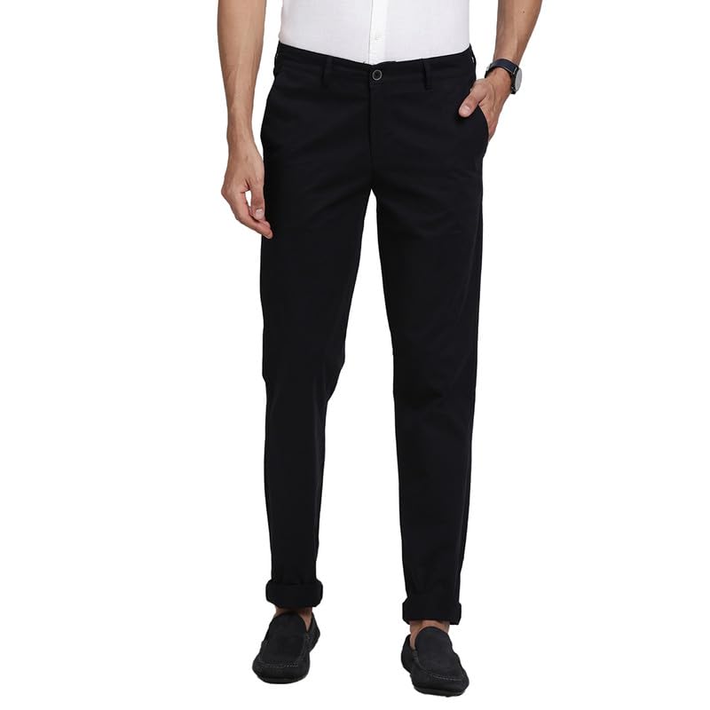 turtle Men Cotton Stretch Black Solid Ultra Slim Fit Casual Trouserss-picture-29