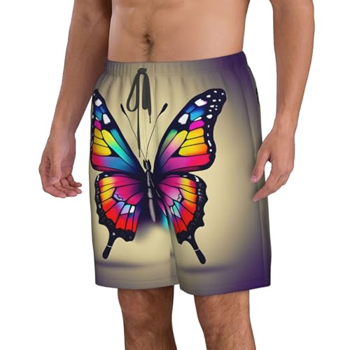 Colorful Butterfly Print Mens Casual Shorts Drawstring Summer Beach Stretch Shorts Novelty Swimtrunks2