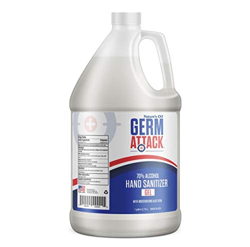 1 Gallon Hand Sanitizer Gel (128 oz - Refill) New Germ Attack 70% Formula by Nature's Oil