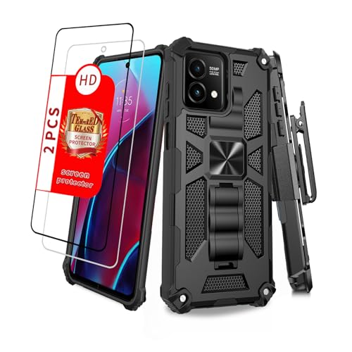 Funda para teléfono Moto G Stylus 5G 2023 de grado militar a prueba de golpes Moto G Stylus 5G 2023 con protector de pantalla Camo Moto G Stylus 5g 2023 con anillo para cinturón (negro)