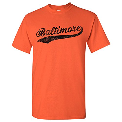 UGP Campus Apparel Baltimore City Baseball Script - Hometown Pride Souvenir Basic Cotton T-Shirt - Large - Orange