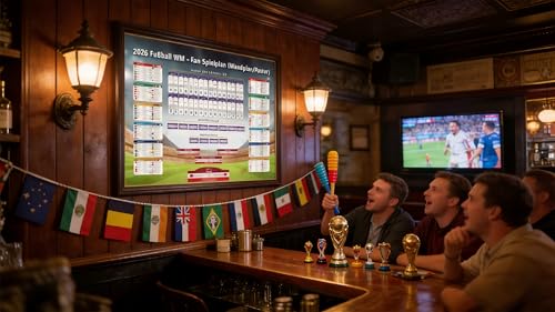 hsyomgcs Spielplan 2026 Poster für Deko Fußball WM 2026 – Alle Spiele, Termine & Austragungsorte – Wandplan für Heim & Bar – 42 bestätigte Teams, 6 freie Felder für Play-off-Teilnehmer (A1, 84x60 cm)
