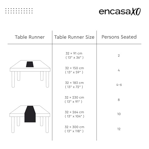 Image of Encasa XO Cotton Table Runner for 4 Seater | Size 13x59 in | Ticking Navy Blue - Machine Washable & Durable