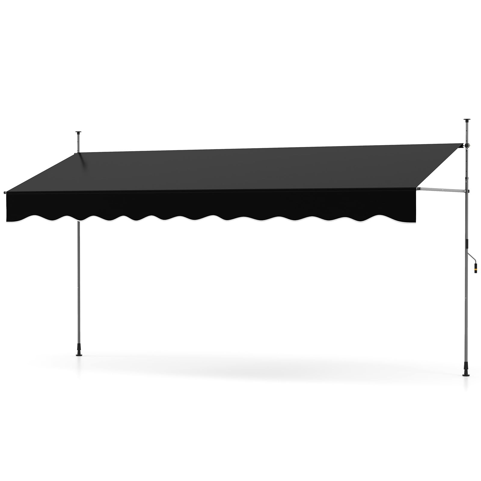 COSTWAY Store Banne Manuel Rétractable de 4 x 1,2M avec Manivelle Hauteur Réglable 210-300CM, Auvent de Terrasse en Aluminium Tissu Oxford Imperméable Anti UV, pour Blacon et Porte (Noir)