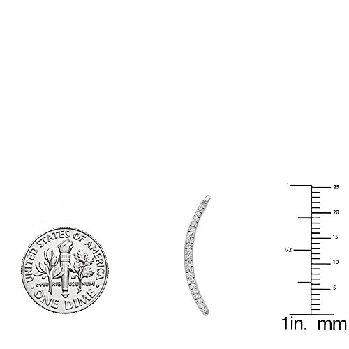 Dazzlingrock Collection 0.16 Carat (Ctw) Round White Diamond Ladies Crawler Climber Earrings, 14K White Gold #TOP4