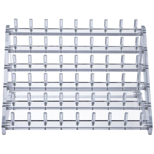 Image of MyGift 60 Spools Premium Clear Acrylic Tabletop Thread Storage Organizer Display Stand, Spool Holder Rack for Sewing Embroidery Quilting Craft Kit Threads