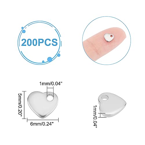 UNICRAFTALE About 200pcs Stainless Steel Pendants Heart Shape Charms Small Hole Pendant for DIY Necklace Bracelet Jewelry Making 6x6x1mm - Image 4