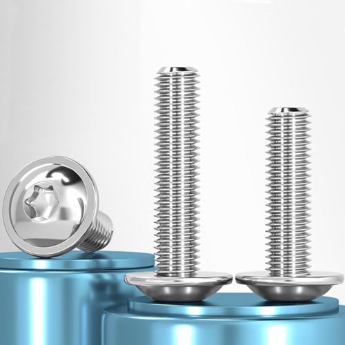 Drenky Flachkopfschrauben Mit Flansch 20 Stück, M5x20mm Schrauben Torx Rostfrei Edelstahl A2 V2A Linsenkopf Schrauben ISO 7380-2 Flanschschrauben Gewindeschrauben Vollgewinde