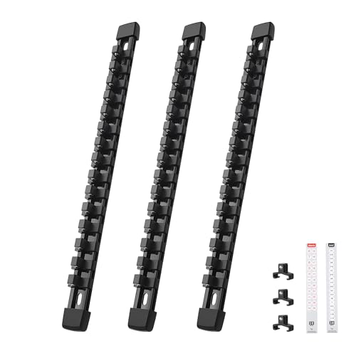 Reniteco 3-Piece Socket Organizer - 3/8-Inch Drive x 45 Clips...