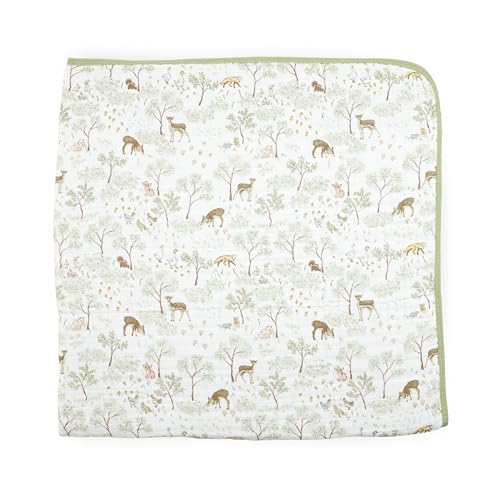 Image of Little Unicorn Muslin Quilt Blanket | 100% Cotton Soft Multi-Layered Muslin Fabric | Toddler & Baby Blanket | 47 inchx47 inch | for Nursery, Crib, Shower Gifts (Woodland Friends)