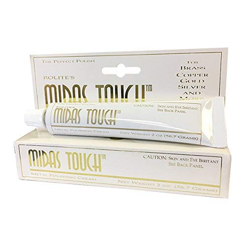 Rolite Midas Touch Metal Polishing Cream - Cleaner and Polishing Rouge for Sterling Silver, Gold, Brass, Chrome, Copper, and Other Metals, Non-Toxic Formula, 2 Ounces, 1 Pack