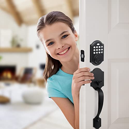 NeuType Matte Black Electronic Keypad Deadbolt with Handle