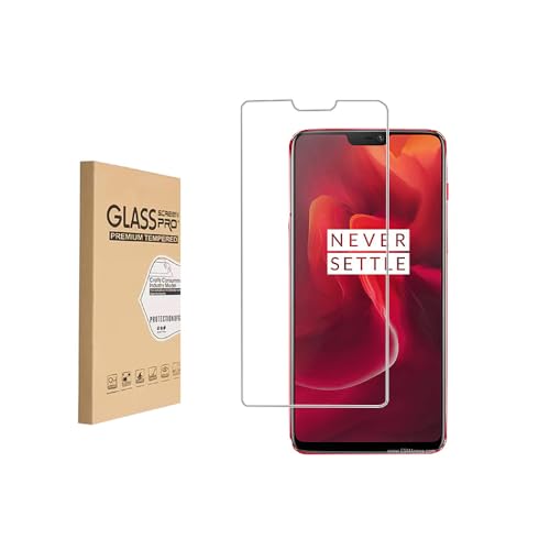 Shunwige Protector de pantalla de vidrio templado para OnePlus 6, vidrio templado/resistente a los arañazos/sólo cubre el área de visualización